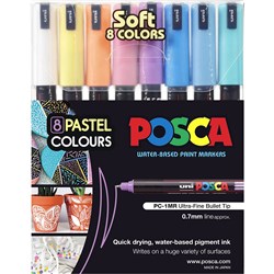 Uni Posca Paint Marker PC-1MR  Ultra Fine 0.7mm Bullet Tip  Pastel Assorted Set of 8